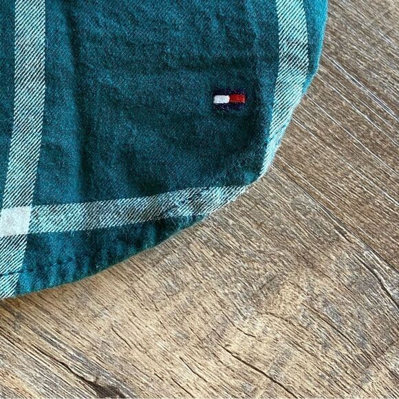 Tommy Hilfiger Shirt Plaid Popover Half Button Down Top Green - Picture 7 of 13
